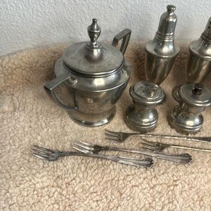Pewter and Silver plate bundle.  Good condition and have been used.